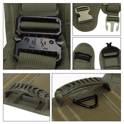 Coleira Peitoral Tática para Cães com Alça e Bolsas Molle para Cães de Porte Médio e Grande, Colete Militar de Treinamento para Pets, Coleira Ajustável para Cães de Serviço