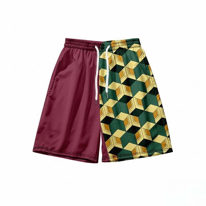 Anime Kamado Tanjirou Cosplay Shorts Tomioka Giyuu Kamado Nezuko 3D Print Beach Shorts Elastic Waist Outfits for Men
