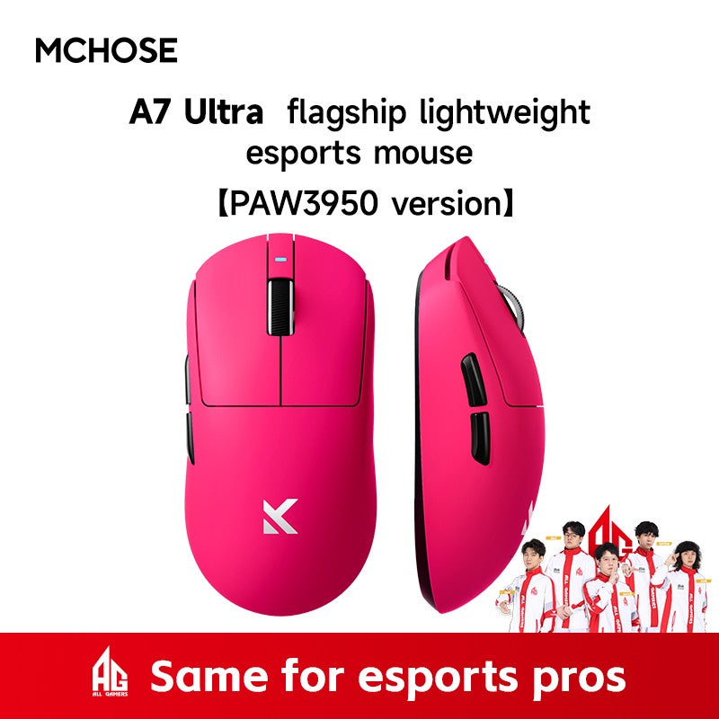 Mouse sem fio MCHOSE A7 Pro Ultra Tri-Mode para jogos E-sports PAW3950 Leve 42000dpi 8K Baixa Latência Ergonômico 500mAh