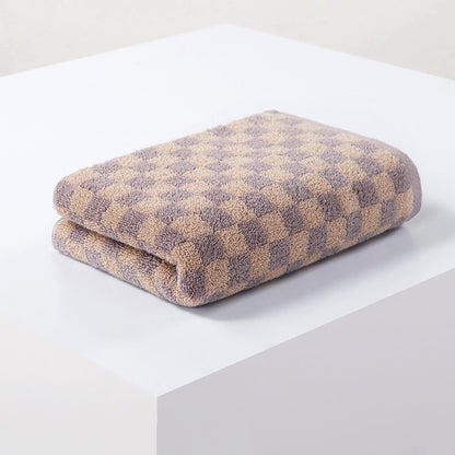 Battilo Plaid Cotton Bath Towels Set Soft Absorbent Daily Cleansing Face Hand Towel Set Patterned Lightweight Towel for Bathroom