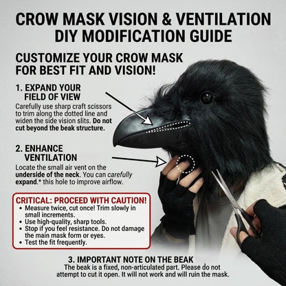 Unique Shaggy Feather Raven Mask Creative Black Animal Costume Accessories For Halloween Party Cosplay Themed Event