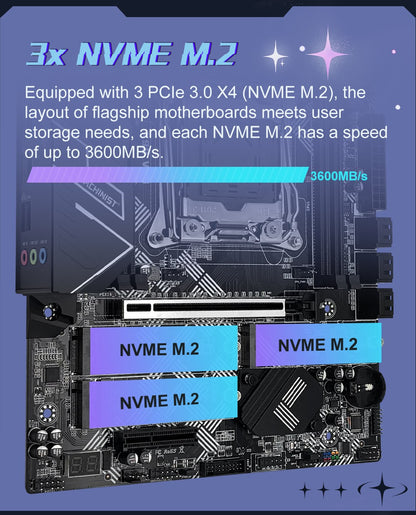 MACHINIST X99 V9S Motherboard Support TPM2.0 LGA 2011-3 Xeon E5 cpu DDR4 RAM C612 chip with 3*NVME M.2 slot SATA3.0 USB3.0