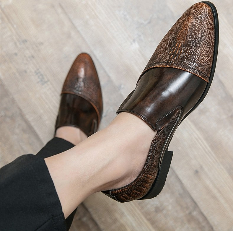 Luxury Crocodile Pattern Men Business Loafers Big Size Fashion Leather Comfortable Designer Wedding Social Formal Platform Shoes