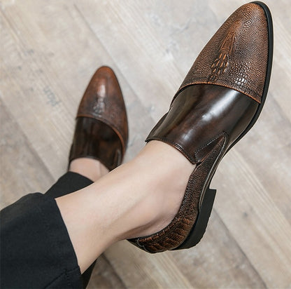 Luxury Crocodile Pattern Men Business Loafers Big Size Fashion Leather Comfortable Designer Wedding Social Formal Platform Shoes