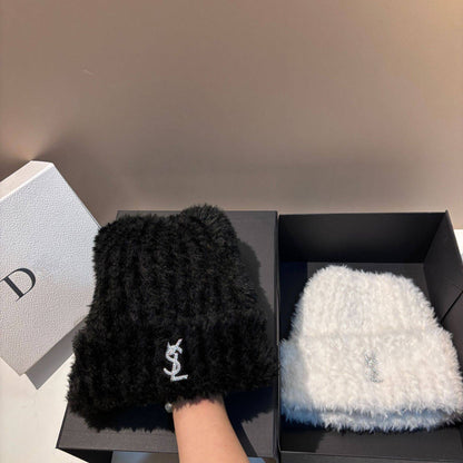 Soft Warm Slouchy Beanie for Women Outdoor Winter Hat with Ear Flaps Fashion Stretchable Skull Cap Face Slimming