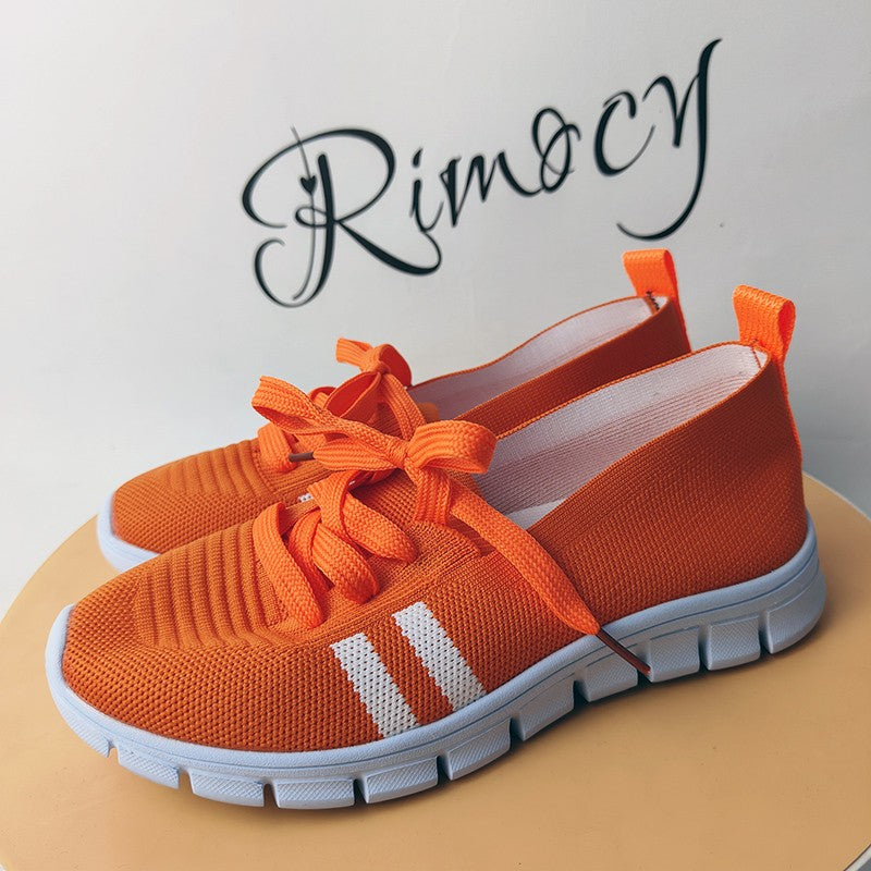 Fashion Striped Knitted Flats Women 2025 Summer Soft Sole Non Slip Walking Shoes Woman Plus Size 36-43 Low Heel Loafer Female