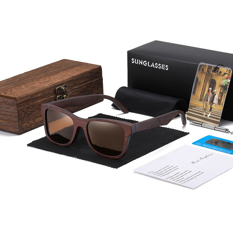 Óculos De Sol GM De Madeira De Bambu Natural Feitos À Mão Polarizados Lentes Com Revestimento Espelhado Com Caixa De Presente