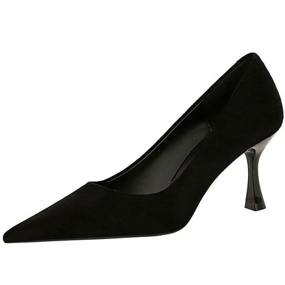 Autumn Simple Elegant 10cm 7cm High Heels Stiletto Womens Shoes Pointed Black Etiquette Professional Single Shoes Wedding Shoes