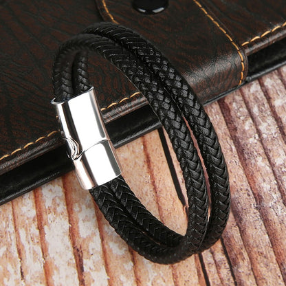 Novos Braceletes e Pulseiras de Couro Genuíno 2025 para Homens e Mulheres Pulseira de Couro de Camada Dupla Joias Artesanais Masculinas Pulseras