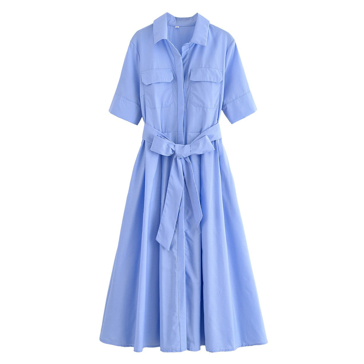 HipSeam Women Dress With Belt Spring Pocket Lady Dress Button Midi Dress Casual