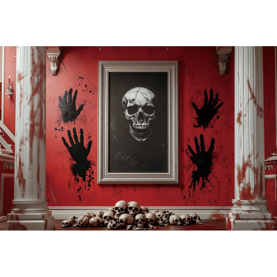 Halloween Photography Backdrops Medieval Castle Palace Horror Red Wall Curtain Skull Adults Portrait Decoration Photo Background