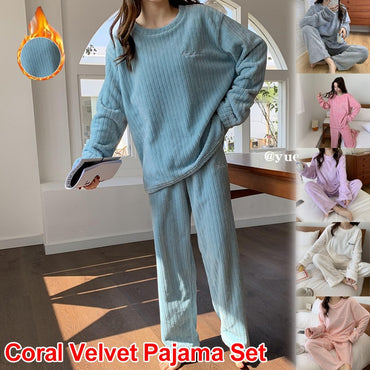 Winter Women's New Pajamas Homewear Suit Women's Fall and Winter Warm Clothes Coral Velvet Leisure Pajamas Padded Homewear