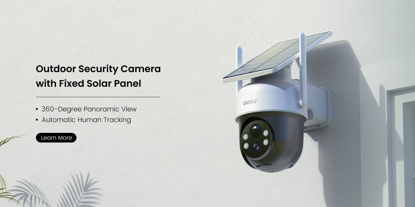AOSU 3MP PTZ Solar Security Camera 5000mAh Battery Wireless 2.4Ghz WIFI Camera PIR AI Detection 2-Way Audio Outdoor CCTV Camera