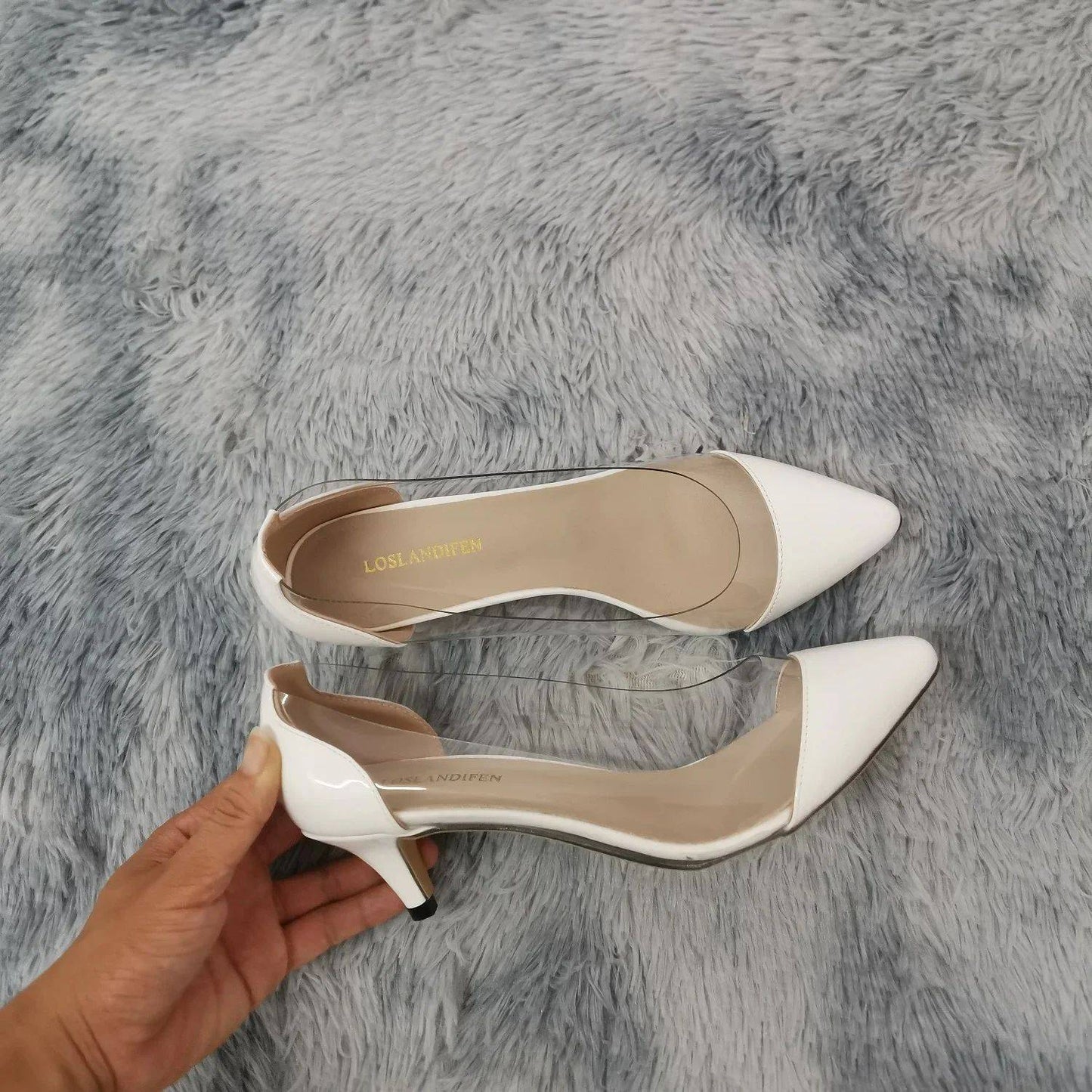 Women Patent Leather Sexy Pumps 2025 Autumn PVC Transparent 5cm Low Heel Pointed Toe Slip-on Thin High Heels Party Wedding Shoes