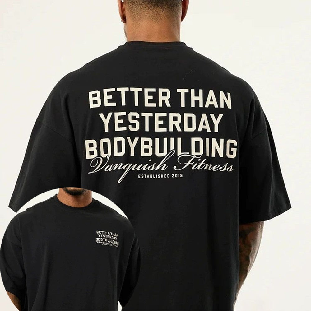 2025 British Men's Fitness Sports Short Sleeve T-shirt Loose Cotton Round Neck T-shirt Trendy Fashion Casual Street Tops