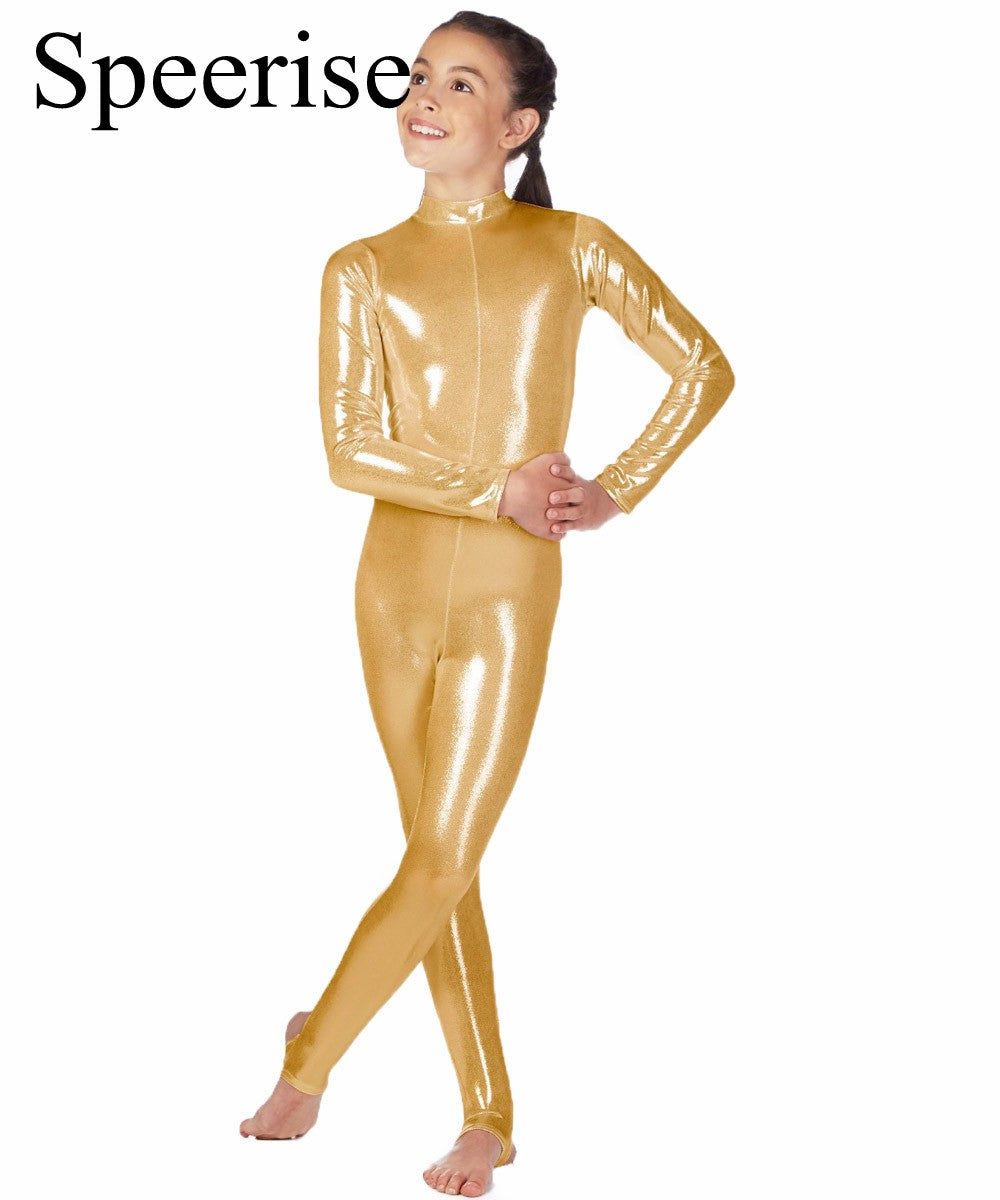 SPEERISE Toddler Sleeveless Leotard Boys Ballet Bodysuit Shiny Metallic Gymnastics Short Spandex Tank One-piece Unitards for Kid