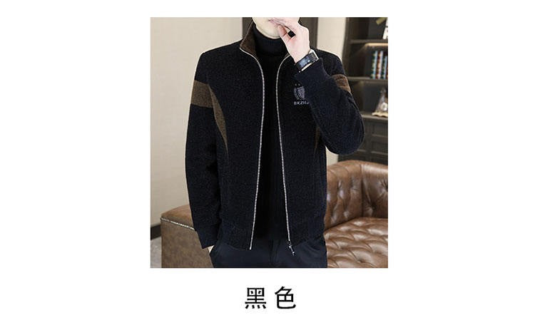 High End Splicing Men's Woolen Coat Winter Thick and Warm Wool Blends Jacket Fashion Casual Social Standing Collar Overcoat 4XL