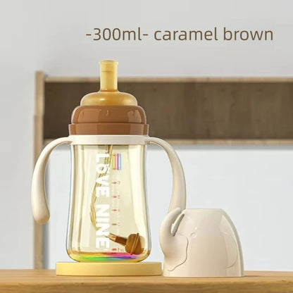 300ML PPSUTemperature-Sensitive Anti-Flatulence Feeding Bottle Baby Straw Cup Drop-Resistant Direct Drink No-Spill Cup1-3Weaning