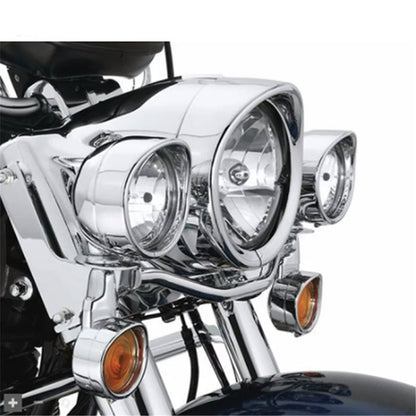 Anel de Acabamento Cromado do Farol de 7'' para Motocicleta + Capa de Luz de Neblina de 4,5'' + Anel de Acabamento do Sinal de Direção Estilo Viseira para Harley Touring FLH Softail