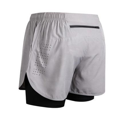Men's Running Shorts Quick-drying Fitness Black Double Layer Shorts Men New Sport Workout Training Bodybuilding Short Pants