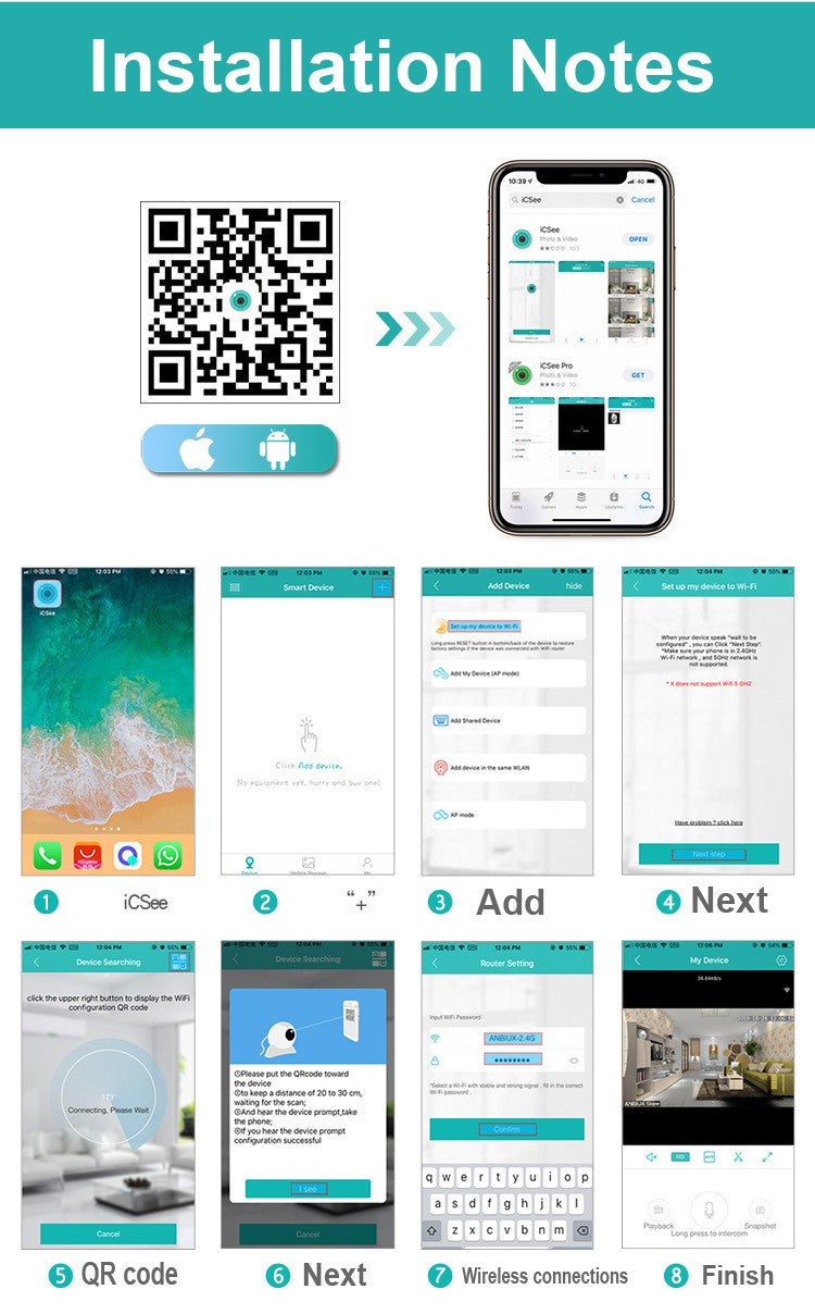 Security Protection PTZ WIFI Camera Wireless Auto Tracking Cctv IP Video Surveillance Night Vision Cloud Smart Home Cam Icsee