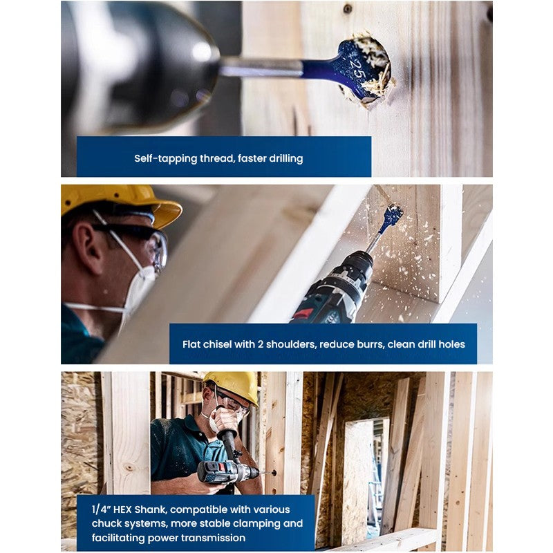 Brocas Bosch Expert para Madeira com Rosca Autoperfurante, Haste Sextavada de 1/4", Acessórios para Ferramentas Elétricas, para Parafusadeira Elétrica