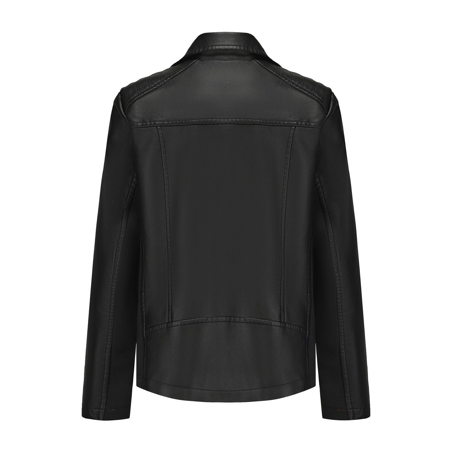 2025 Women’s Stylish Brown Faux Leather Jacket - Slim Fit, Trendy Moto Style with Zipper Detail PU Coat.