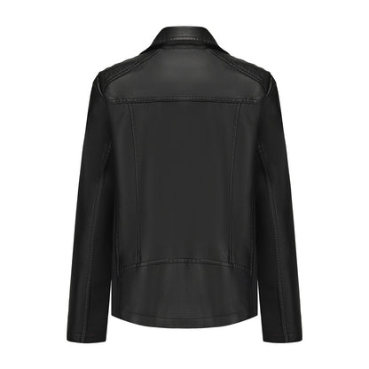 2025 Women’s Stylish Brown Faux Leather Jacket - Slim Fit, Trendy Moto Style with Zipper Detail PU Coat.