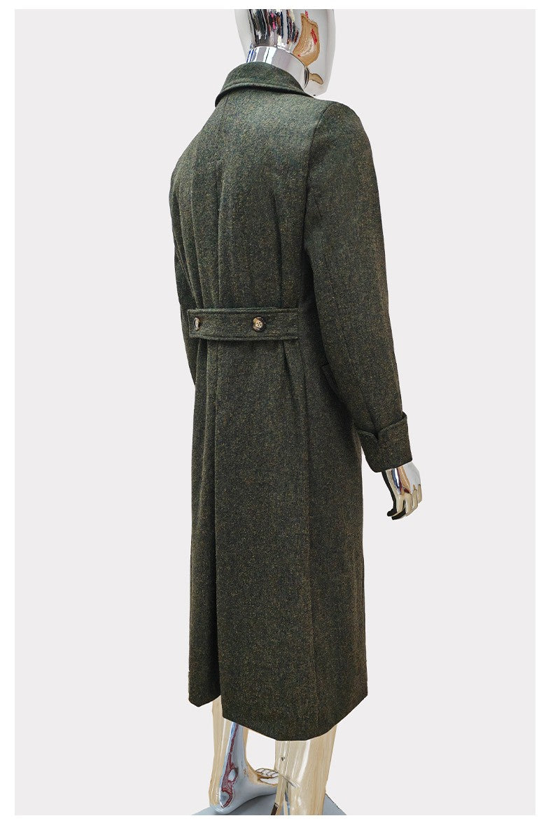 Nerazzurri Autumn Winter Long Luxury Elegant Chic Thick Warm Woolen Polo Coat for Men Double Breasted Wool & blends Overcoat