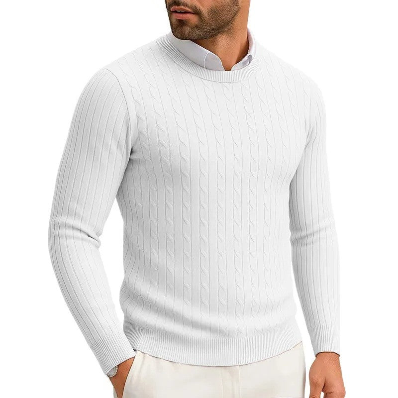 Men's Crewneck Knitted Pullover Sweater Fit Long Sleeve Casual Sweaters Winter Warm Twist Patterned Cable Work Jumper