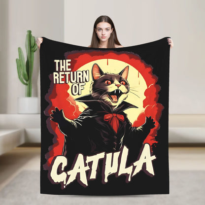 Funny Vampurr Vampire Cat Bites Again Flannel Blankets Halloween Awesome Throw Blanket for Quilt 200x150cm Soft