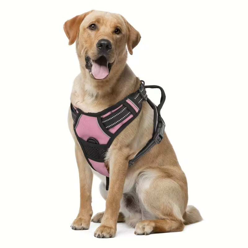 Colete para Cães Antitração com 2 Clip para Guia, Ajustável, Acolchoado Macio, Refletivo Oxford, Não Estrangula, com Alça de Fácil Controle
