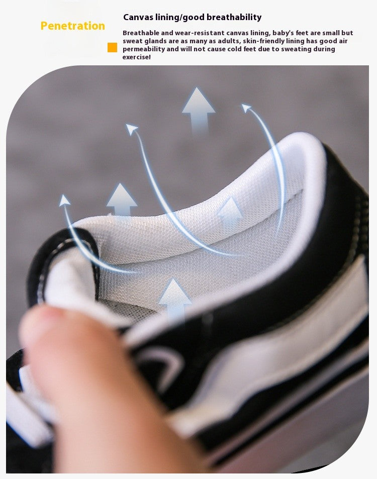 Children's Canvas Shoes Boys Board Shoes New Net Red Low Gang Middle and Large Children Baby Girls Board Shoes Parent-Child Shoe