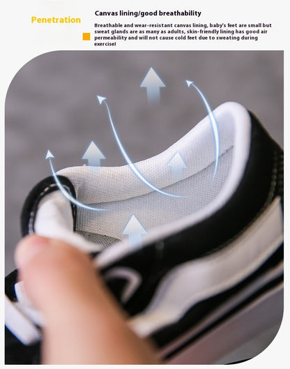 Children's Canvas Shoes Boys Board Shoes New Net Red Low Gang Middle and Large Children Baby Girls Board Shoes Parent-Child Shoe