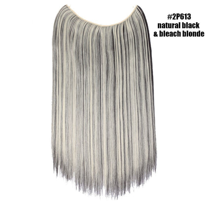 BENEHAIR Cabelo Sintético com Fio Invisível Sem Clipes Extensões de Cabelo Linha Secreta de Pesca Apliques de Cabelo Falso Para Mulheres