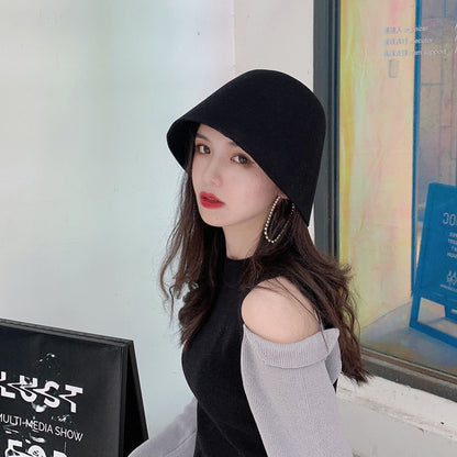 High Quality Wool Fisherman Hat Solid Color Bucket Hats Retro Bell-shaped Basin Cap For Woman Autumn Winter Warm Sun Visors Caps