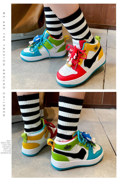 New Children Casual Shoes Four Seasons Kids Single Sneaker Mandarin Ducks Basketball Sports Shoes Boys Girls Sneaker Board Shoes