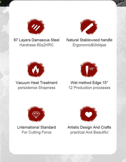 1-4 PCS Kitchen Knife set VG10 Damascus Steel Japanese chef Knife Santoku Knife Nakiri Knife kiritsuke knife Stable wood Handle