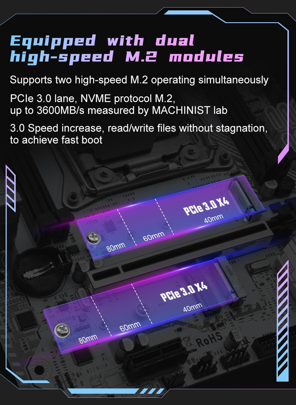MACHINIST K9 X99 Motherboard Support TPM 2.0 intel Xeon E5 V3/V4 LGA 2011-3 CPU and DDR4 RAM NVME M.2 Four channel memory