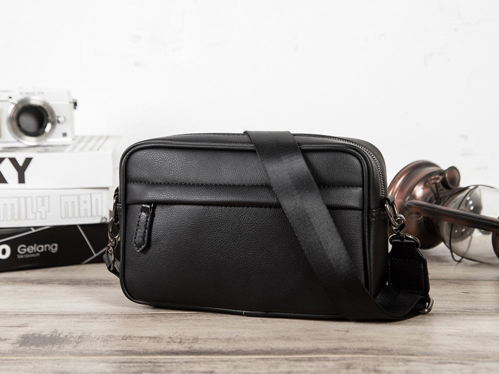 Fashion Luxury Men's Crossbody Bag Business PU Leather Shoulder Bags Men Solid Flap Messenger Bag Men Zipper Ipad Bag 2025 New