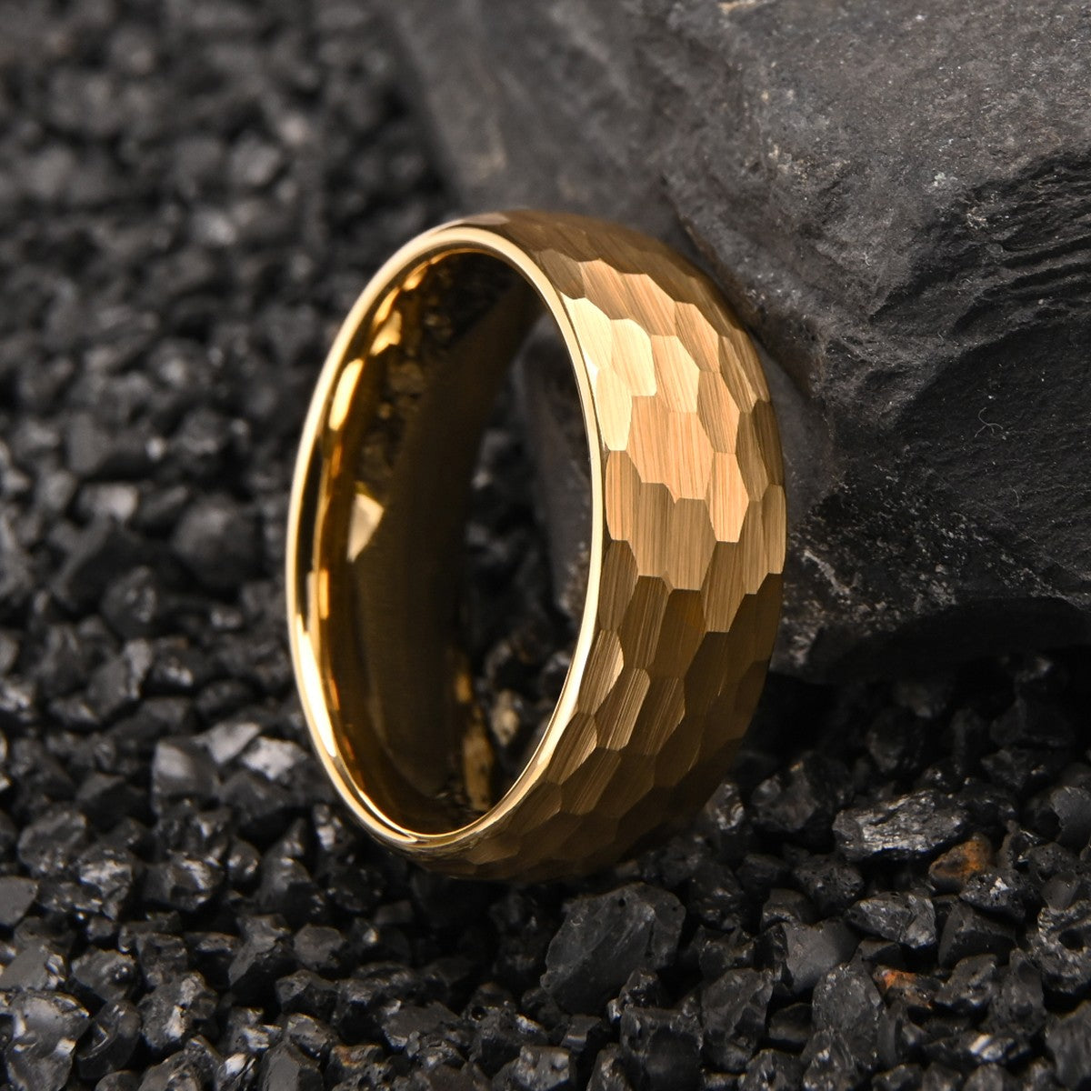 anel de carboneto de tungstênio para homem anéis anel homem casal noivado joias da moda alianças de casamento Anéis de noivado martelados