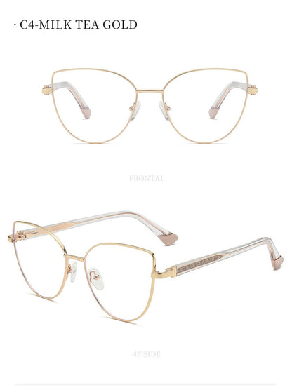 VICKY New Personalized Simple Cat's Eye Fashion Design Women's Anti-Blue Light Reading Glasses Customizable Prescription 78001