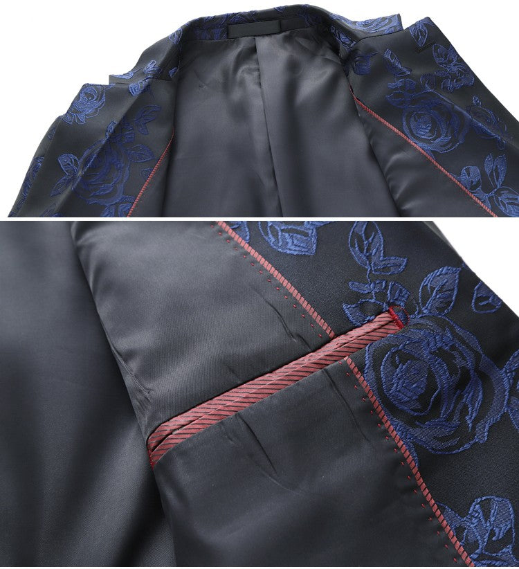 Summer and Autumn New Men Rose Suit Jacket Black White Fashion Male Business Wedding Party Dress Blazer Coat Large Size 6XL