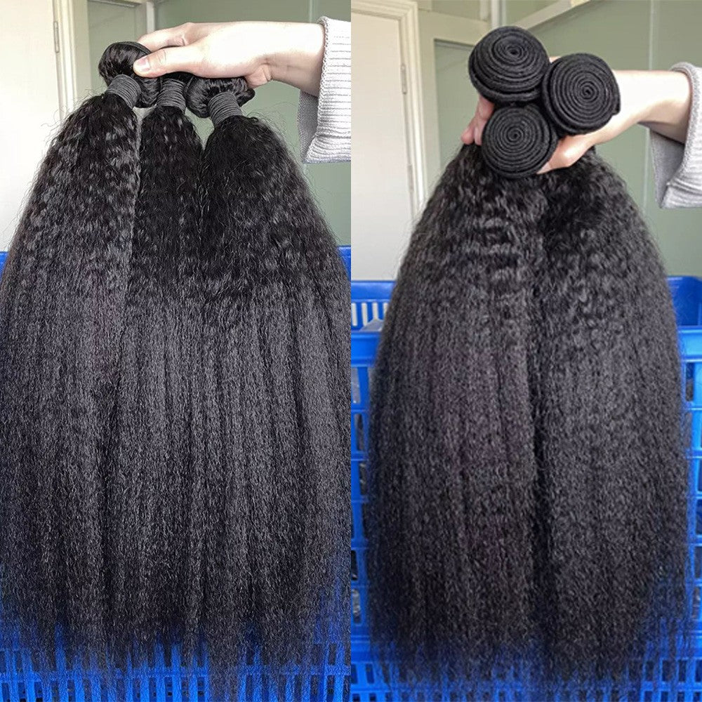 Cabelo Humano Liso Kinky Grau 12A, 100% Cabelo Humano Yaki Liso, 20 22 24 Polegadas, Entrega em 3-5 Dias