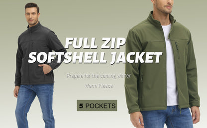 TACVASEN Waterproof Fleece Lining Windbreaker Mens Winter Work Jackets Zipper Pocket Casual Coats Full Zip Outwear Tops