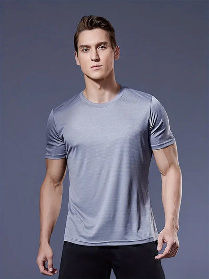 Round Neck T-Shirt 4-Color Black and White Gray Navy Ultra-Light Men's Quick-Drying Breathable Sweat-Absorbent Shirt Suitable Fo