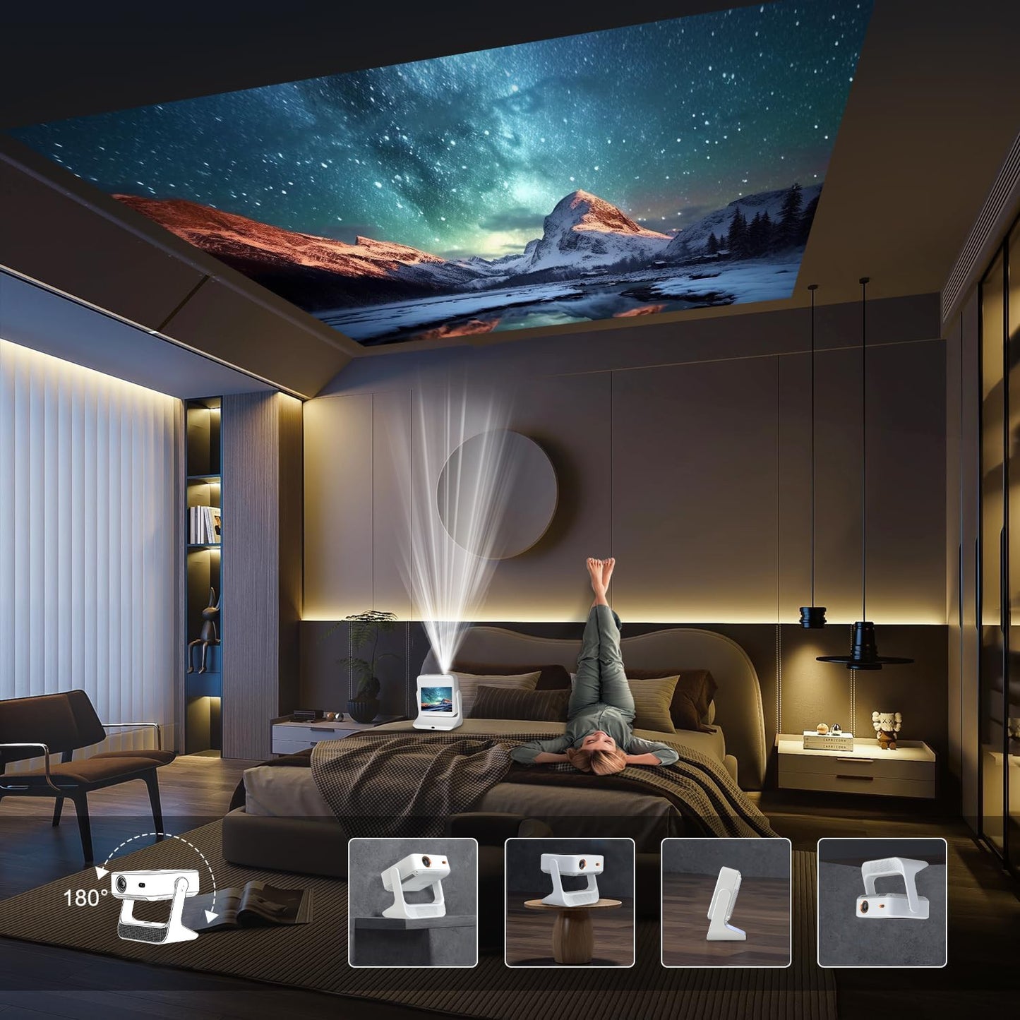 Aepuosem A2pro Android Projector - 4K/1080P, Dual Screen, Touch Control, Home Cinema, Gaming & Singing