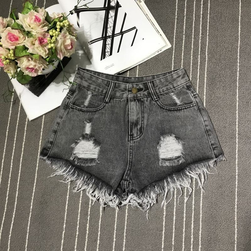 Sexy Hollow Out Denim Shorts Fashion Women Retro A-Line Loose High Waist Hot Girl Y2K Short Pants Casual Streetwear Trousers