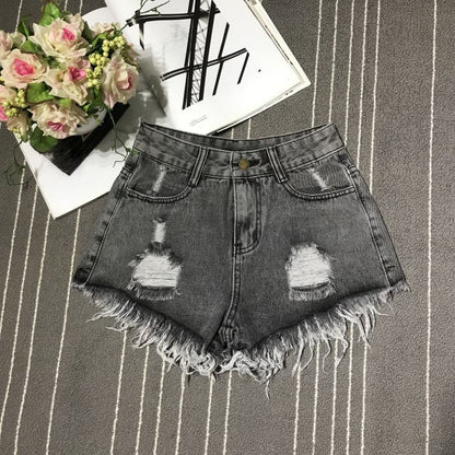 Sexy Hollow Out Denim Shorts Fashion Women Retro A-Line Loose High Waist Hot Girl Y2K Short Pants Casual Streetwear Trousers
