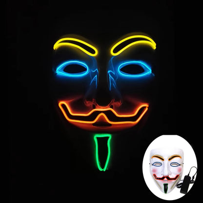 Halloween LED Vendetta Mask Night Club Carnival Party Festival Decoration Cosplay Vendetta Guy Fawkes Mascara Glowing V Mask